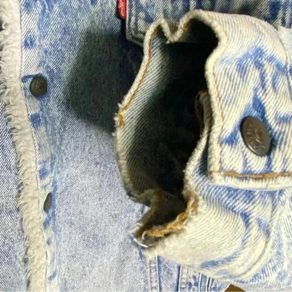 Vintage Levi’s San Francisco Denim Trucker Sherpa Acid Wash Jacket Men’s XL - Picture 7 of 10